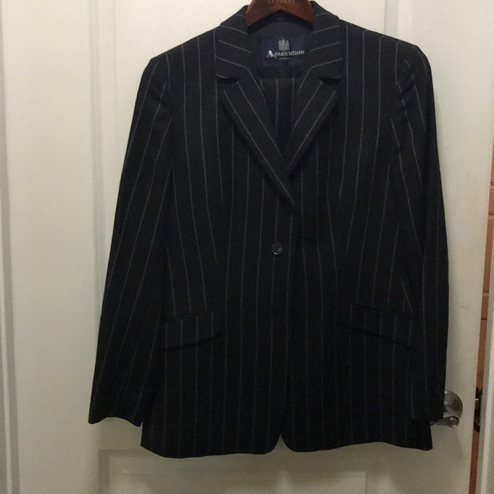 Aquascutum London Suit Set Black/Gray Pinstripe